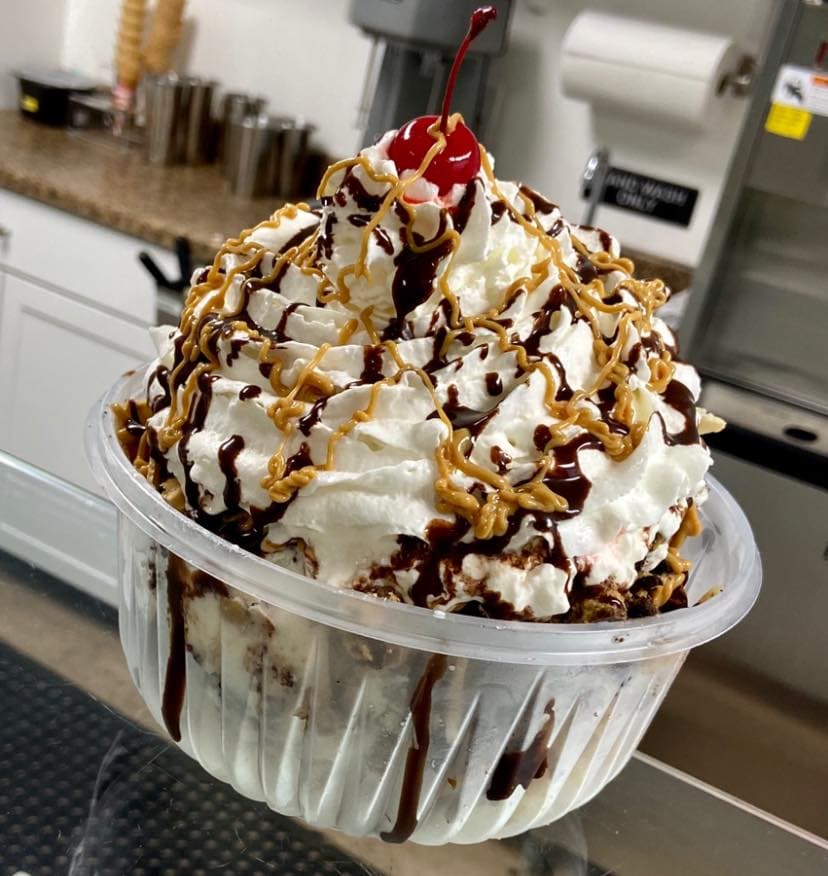 Ice cream sundae with toppings